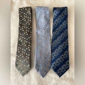 Hagar Ties Bundle of 3 Polyester All Silk Polka-dot Paisley Geometric